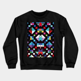 Geometric Quilt Patchwork Pattern Crewneck Sweatshirt